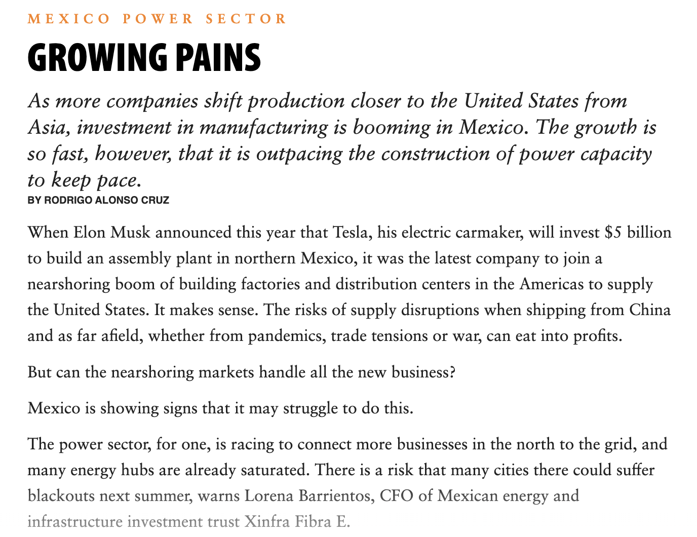 The Growing Pains of the Mexico Power Sector